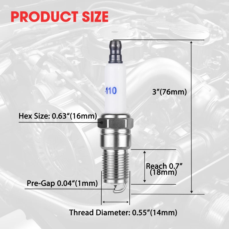 8 قطع شمعات إشعال إيريديوم تحل محل OEM # 41-110 41-162 41-985 9602 19417055 متوافقة مع تشيفي سيلفرادو تاهو أفالانش كورفيت كامارو جي إم سي سييرا يوكون 4.8L 5.3L 5.7L 6.0L 6.2L 6.6L 8.1L V8 - Image 3